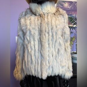 Saga Fox silver blue fox fur jacket coat